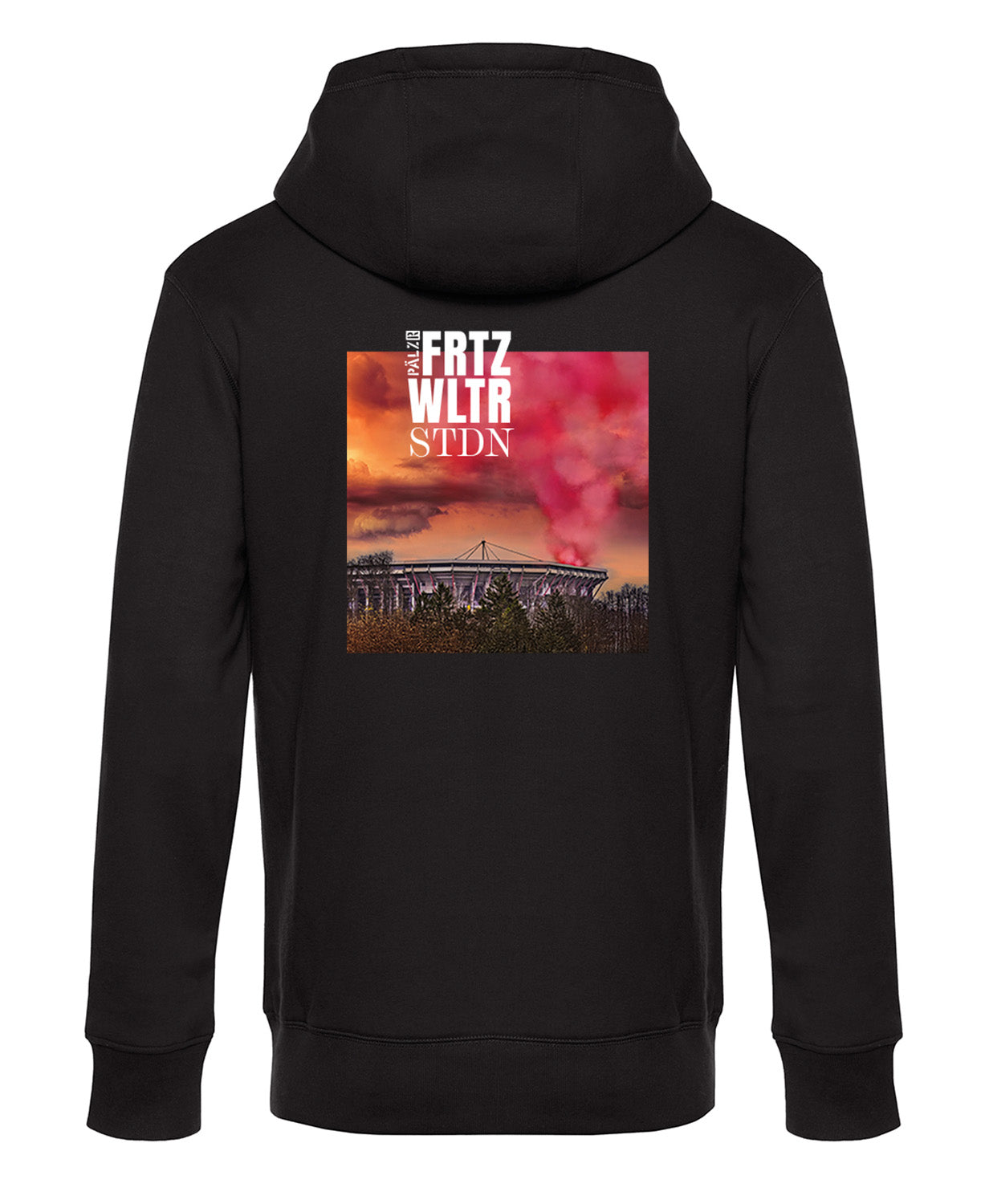 Männer Backprint Hoodie | FRTZ WLTR STDN | schwarz | Outlet EINZELSTÜCK