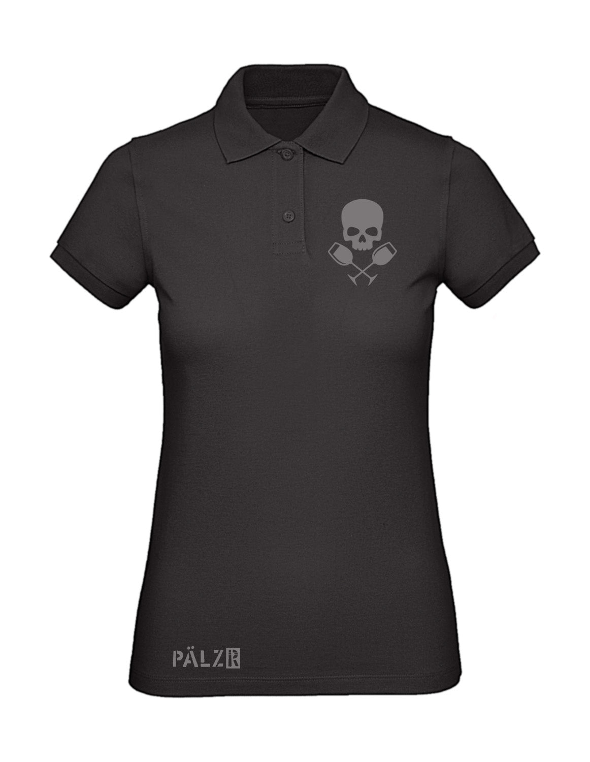 PÄLZR | Poloshirt | Frauen | Weinpirat | schwarz | Logo anthrazit