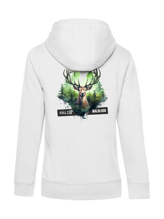 Frauen Backprint Hoodie | PÄLZR Waldliebe | weiss