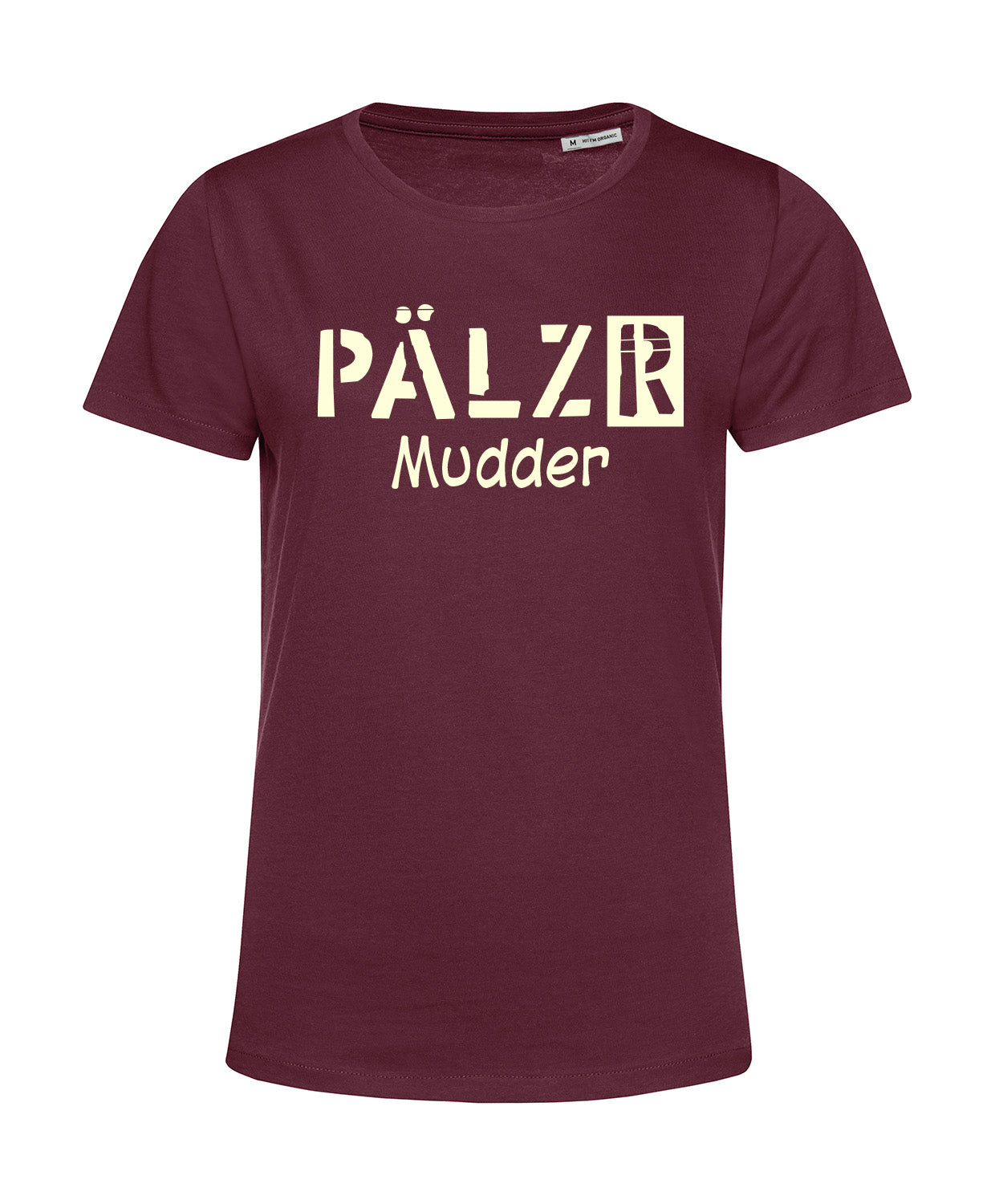 Frauen | T-Shirt | PÄLZR Mudder | burgundy | Logo beige