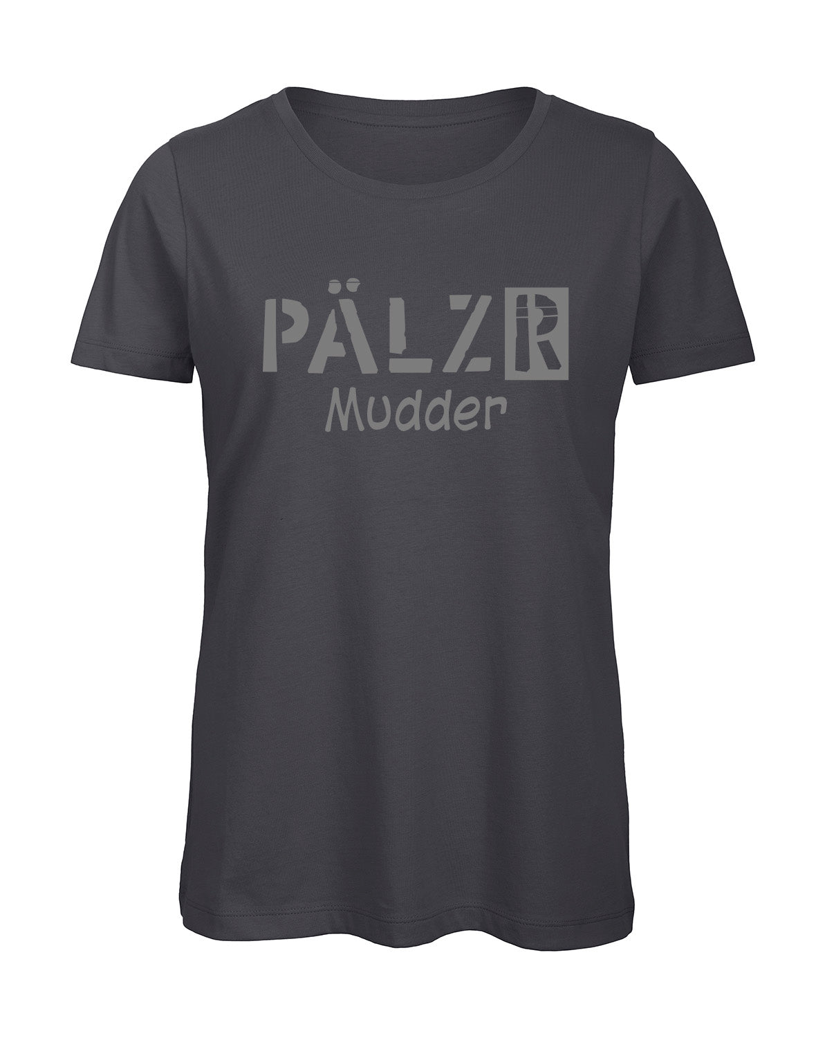 Frauen | T-Shirt | PÄLZR Mudder | dunkelgrau | Logo anthrazit