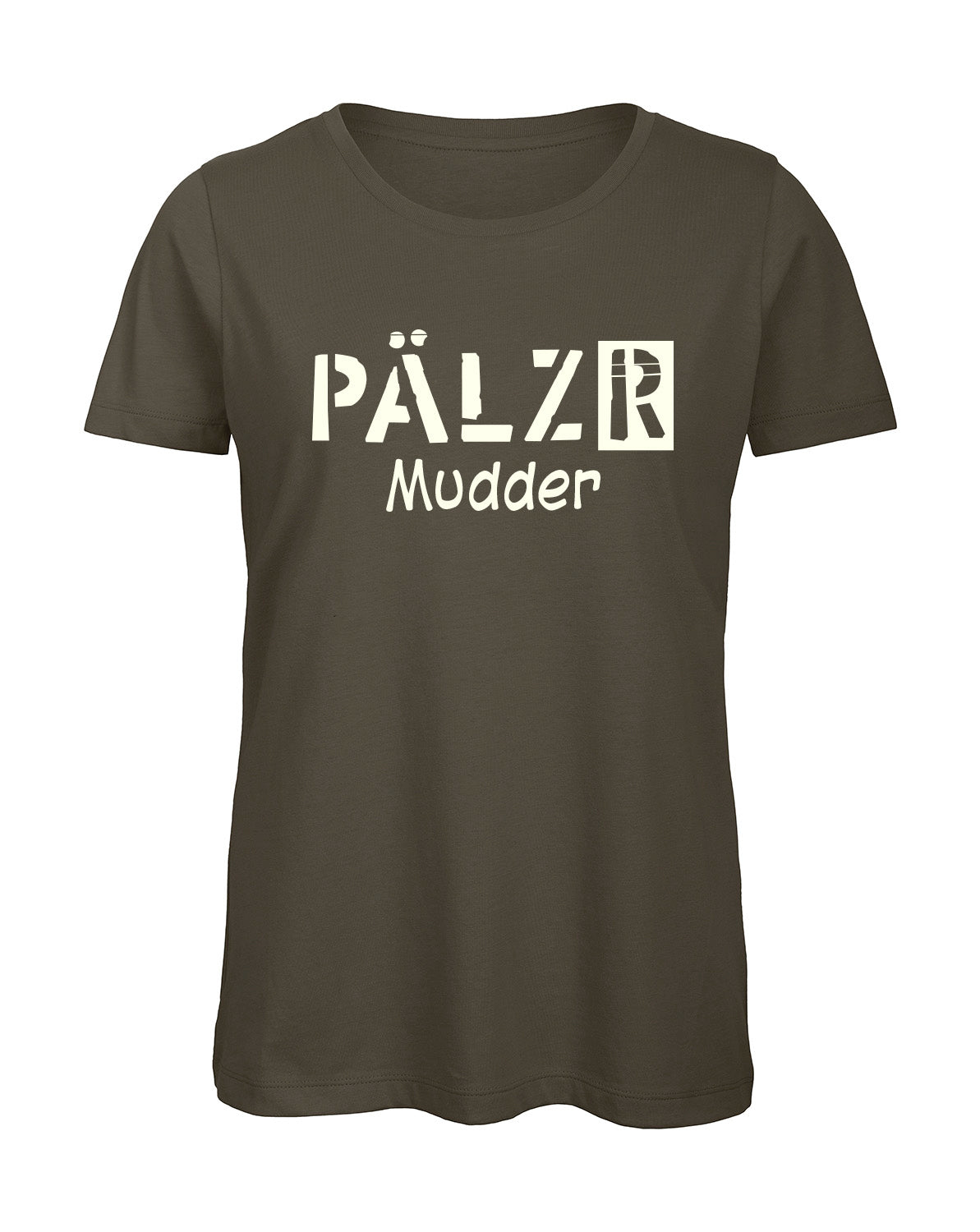 Frauen | T-Shirt | PÄLZR Mudder | khaki | Logo beige