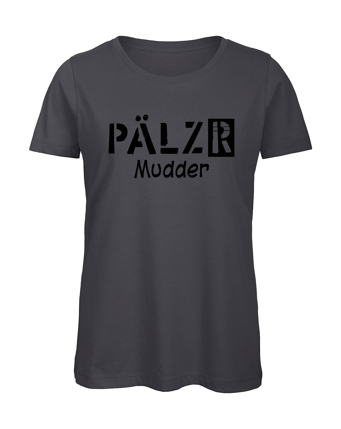 Frauen | T-Shirt | PÄLZR Mudder | dunkelgrau | Logo schwarz