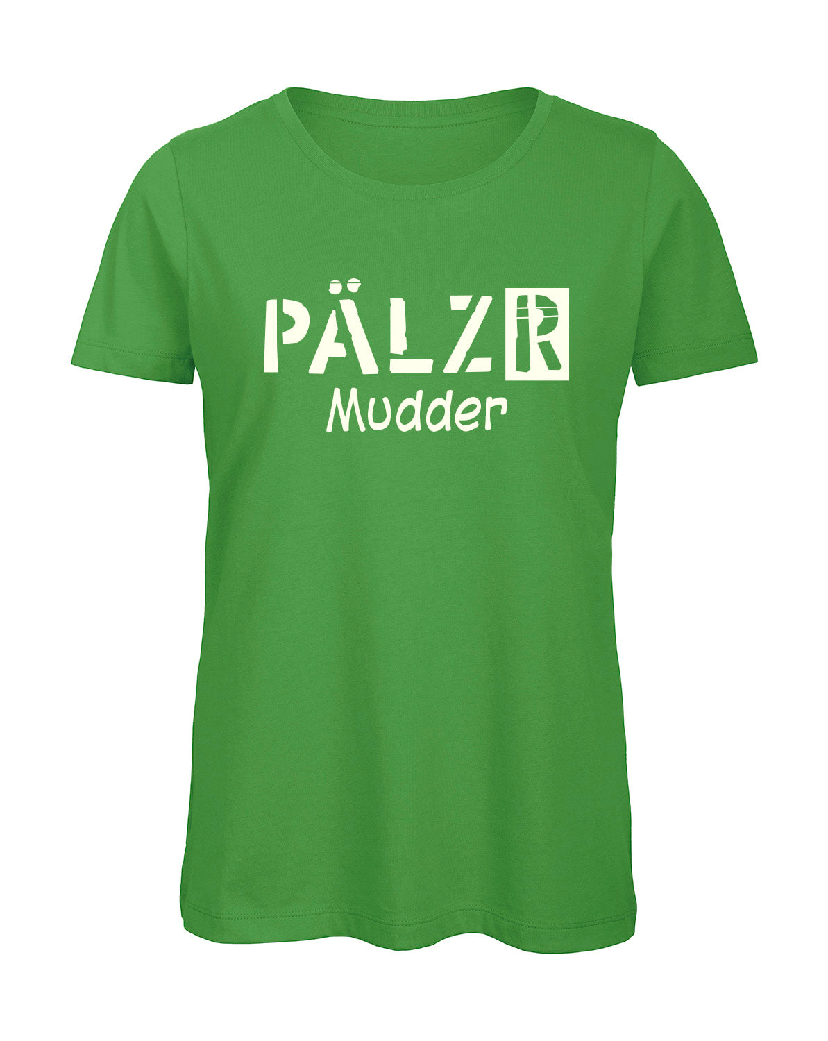 Frauen | T-Shirt | PÄLZR Mudder | wiesengrün | Logo beige