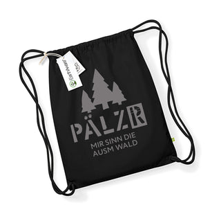 PÄLZR | Turnbeudel | Mir sinn die ausm Wald | schwarz |. Logo anthrazit