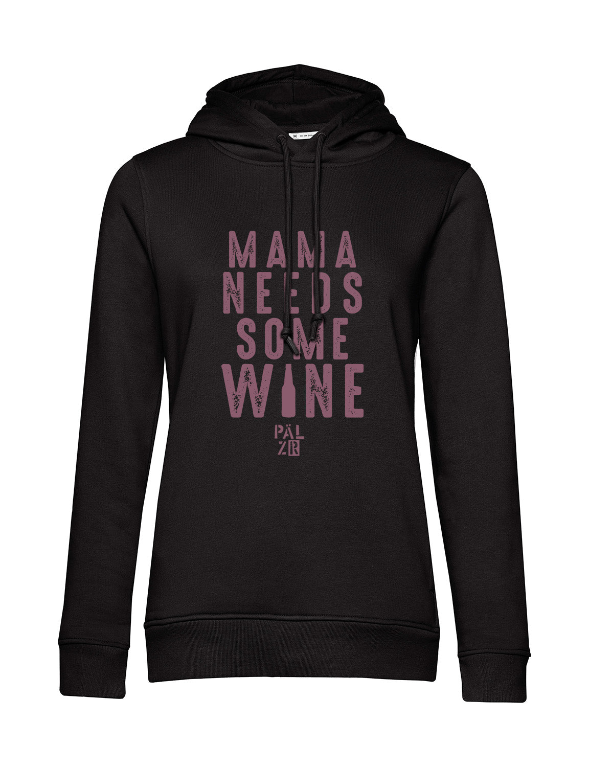 Frauen | Hoodie | Mama needs some Wine | schwarz / creme / burgundy / softrose