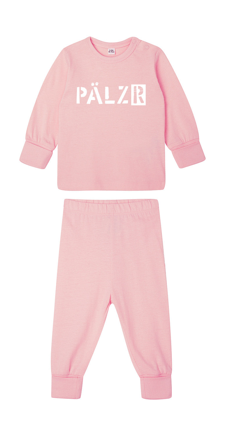 PÄLZR | Baby-Pyjama | soft-rose | Logo weiss