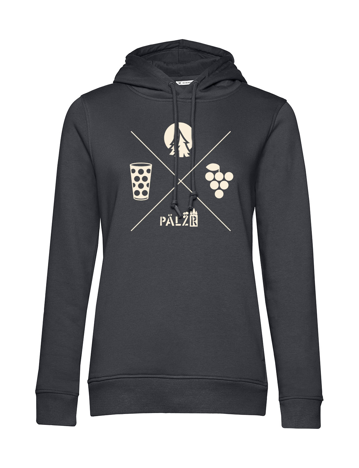 Frauen Hoodie | Wald und Woi | asphalt | Logo beige