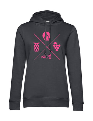 Frauen Hoodie | Wald und Woi | asphalt | Logo neon-pink