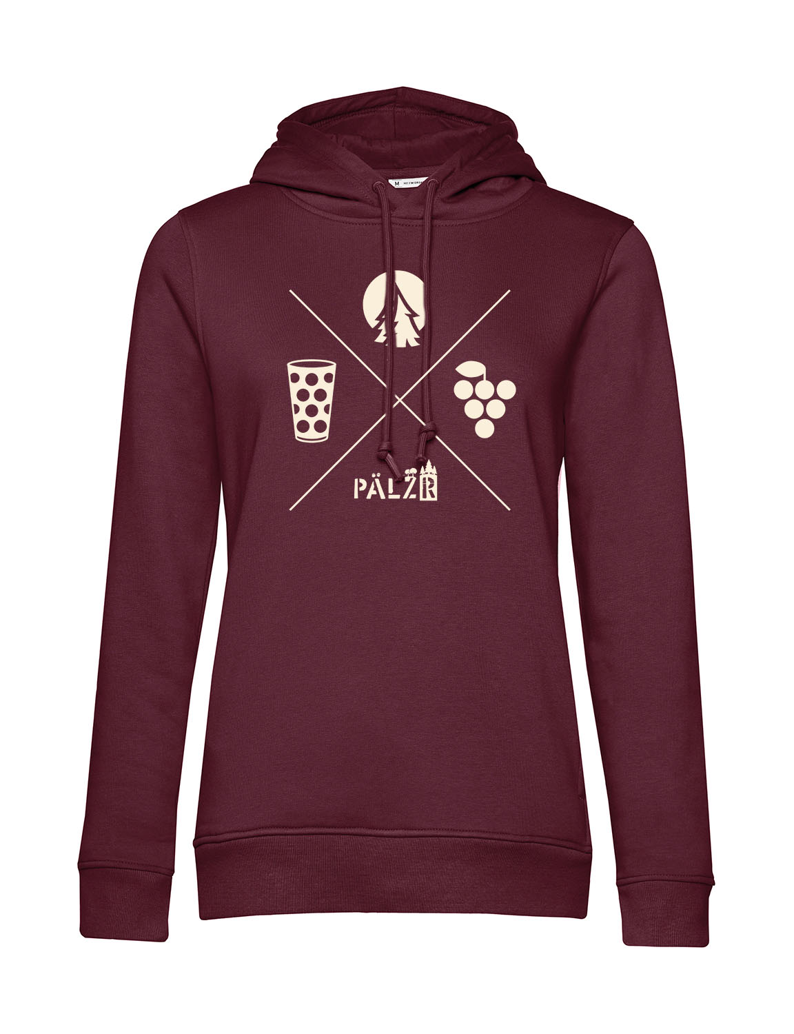 Frauen Hoodie | Wald und Woi | burgundy | Logo beige