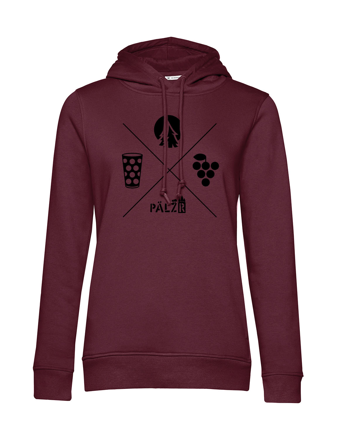 Frauen Hoodie | Wald und Woi | burgundy | Logo schwarz