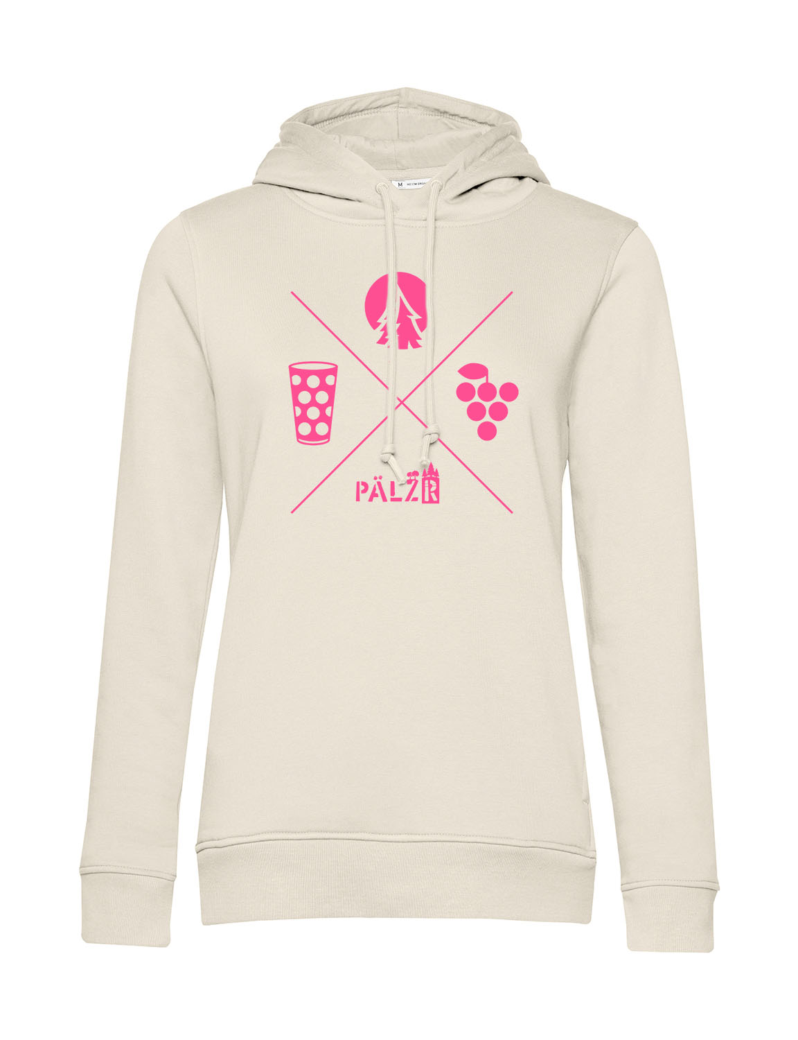 Frauen Hoodie | Wald und Woi | creme | Logo neon-pink