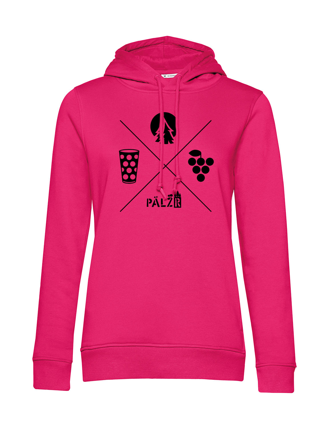 Frauen Hoodie | Wald und Woi | fuchsia | Logo schwarz