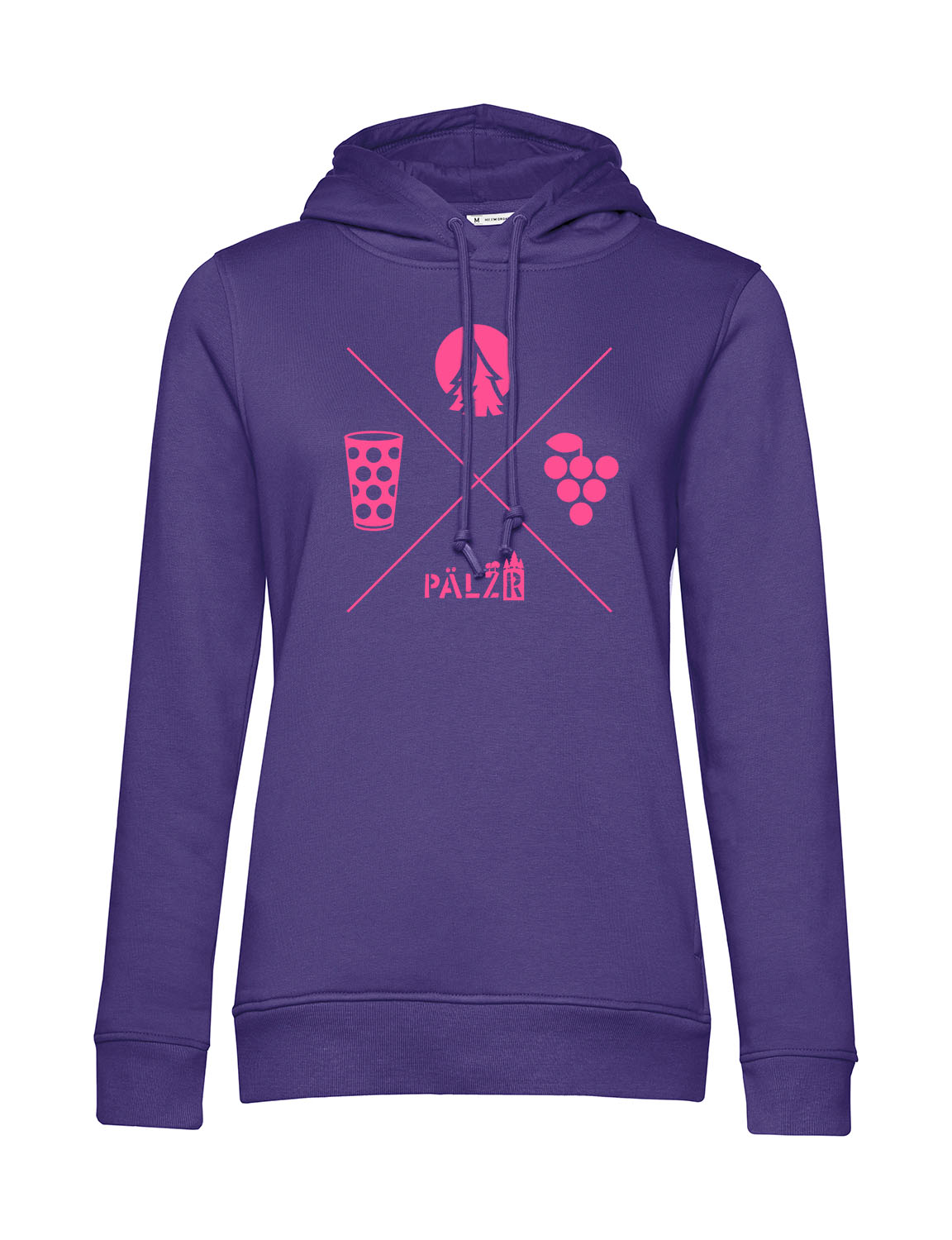 Frauen Hoodie | Wald und Woi | lila | Logo neon-pink