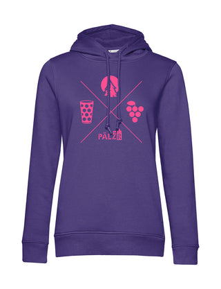 Frauen Hoodie | Wald und Woi | lila | Logo neon-pink