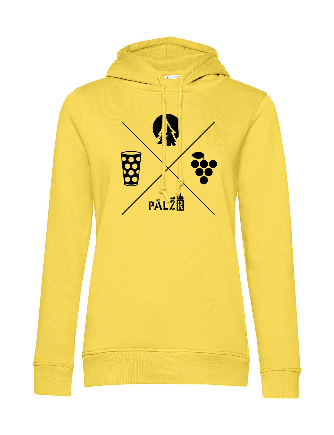 Frauen Hoodie | Wald und Woi | limogelb | Logo schwarz