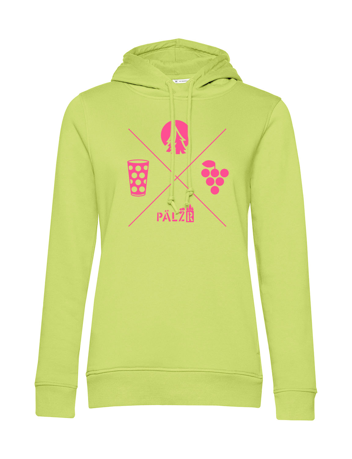 Frauen Hoodie | Wald und Woi | limone | Logo neon-pink