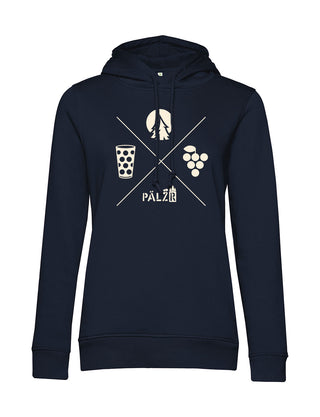 Frauen Hoodie | Wald und Woi | navyblue | Logo beige