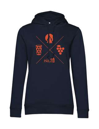 Frauen Hoodie | Wald und Woi | navyblue | Logo orange