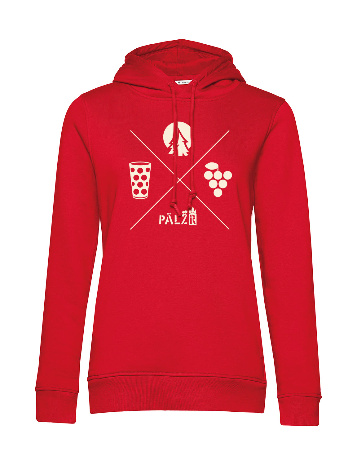 Frauen Hoodie | Wald und Woi | rot | Logo beige