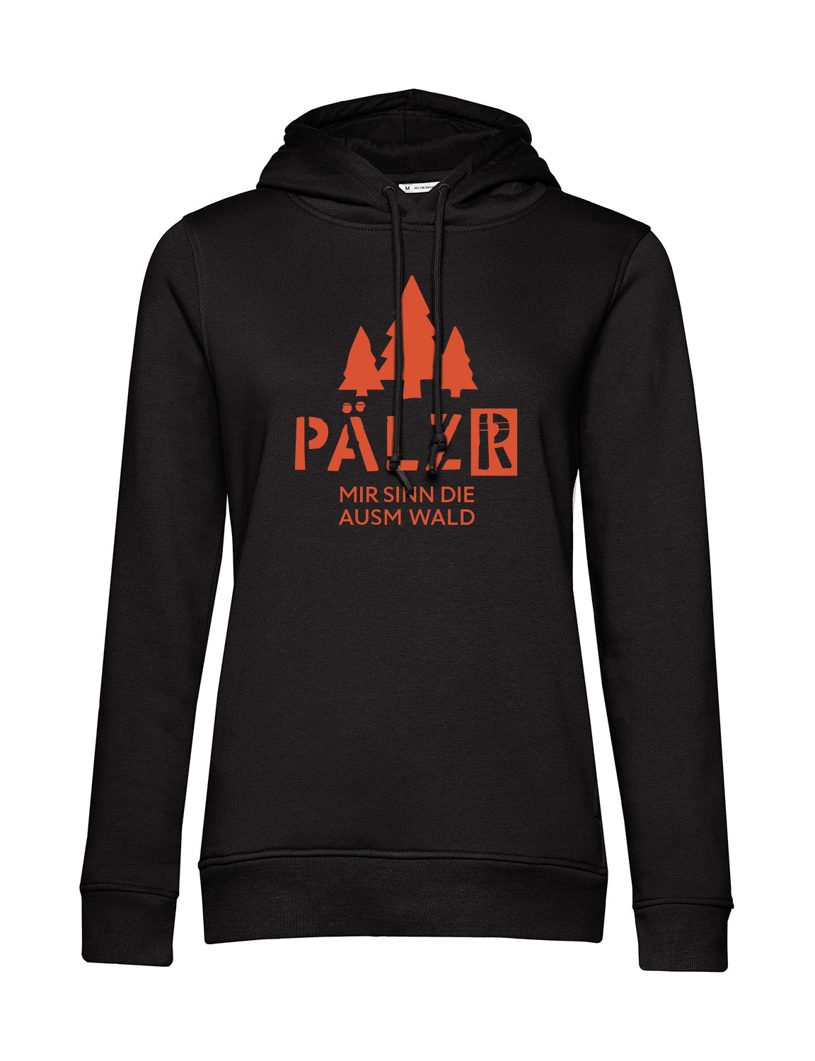 Frauen | Hoodie | Mir sinn die ausm WALD | schwarz | Logo orange