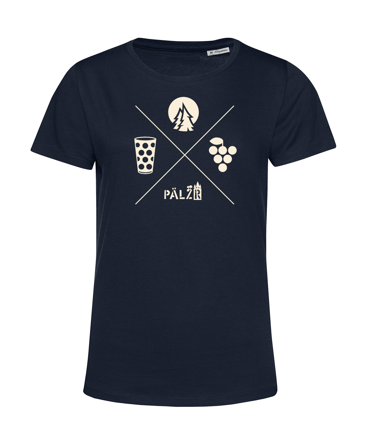 Frauen | T-Shirt | Wald und Woi | navyblue | Logo beige