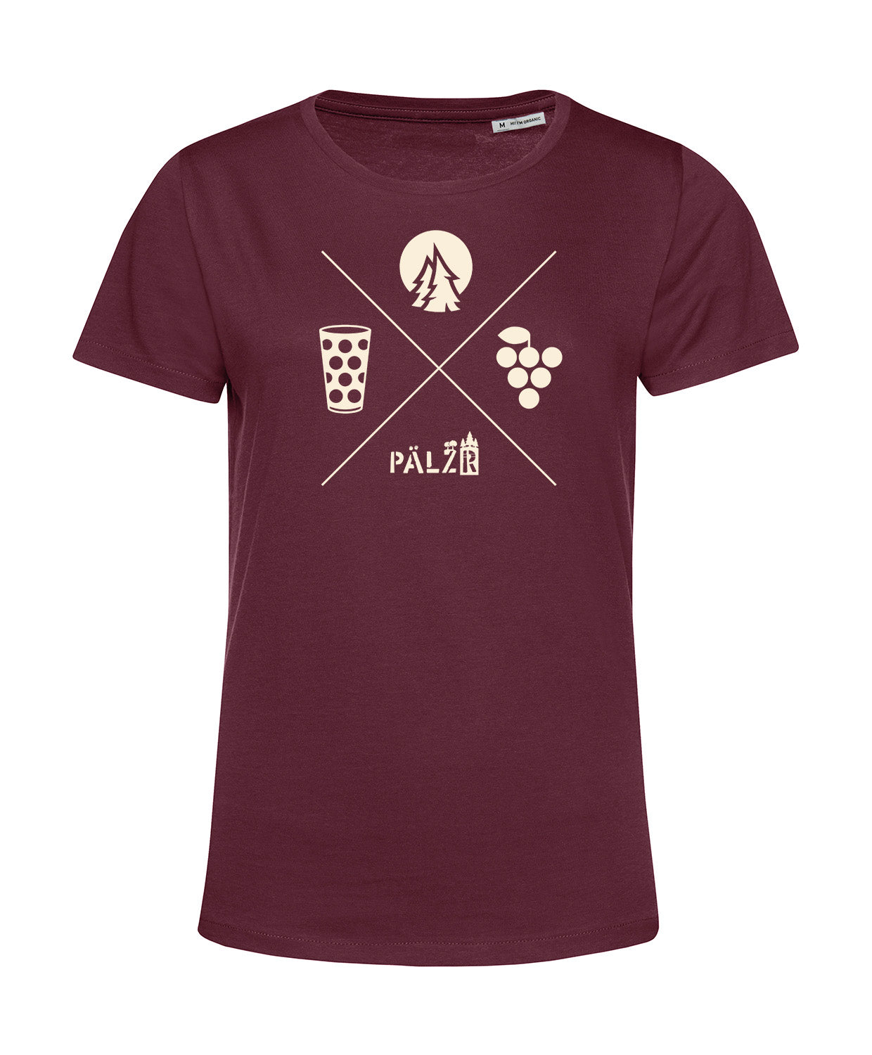 Frauen | T-Shirt | Wald und Woi | burgundy | Logo beige