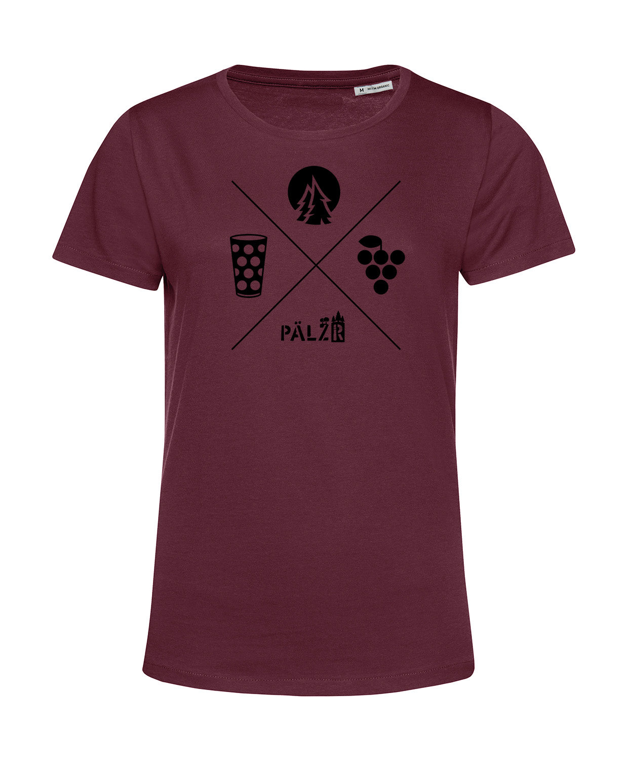 Frauen | T-Shirt | Wald und Woi | burgundy | Logo schwarz