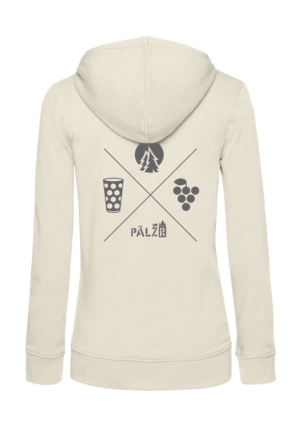 Frauen Zipper | BACKPRINT | Wald und Woi | creme | Logo anthrazit