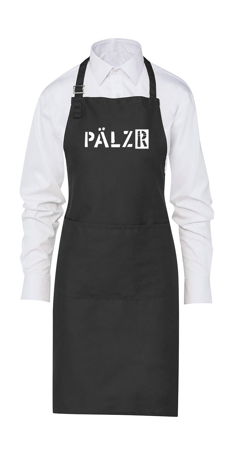 PÄLZR | Kochschürze | schwarz | Logo weiss