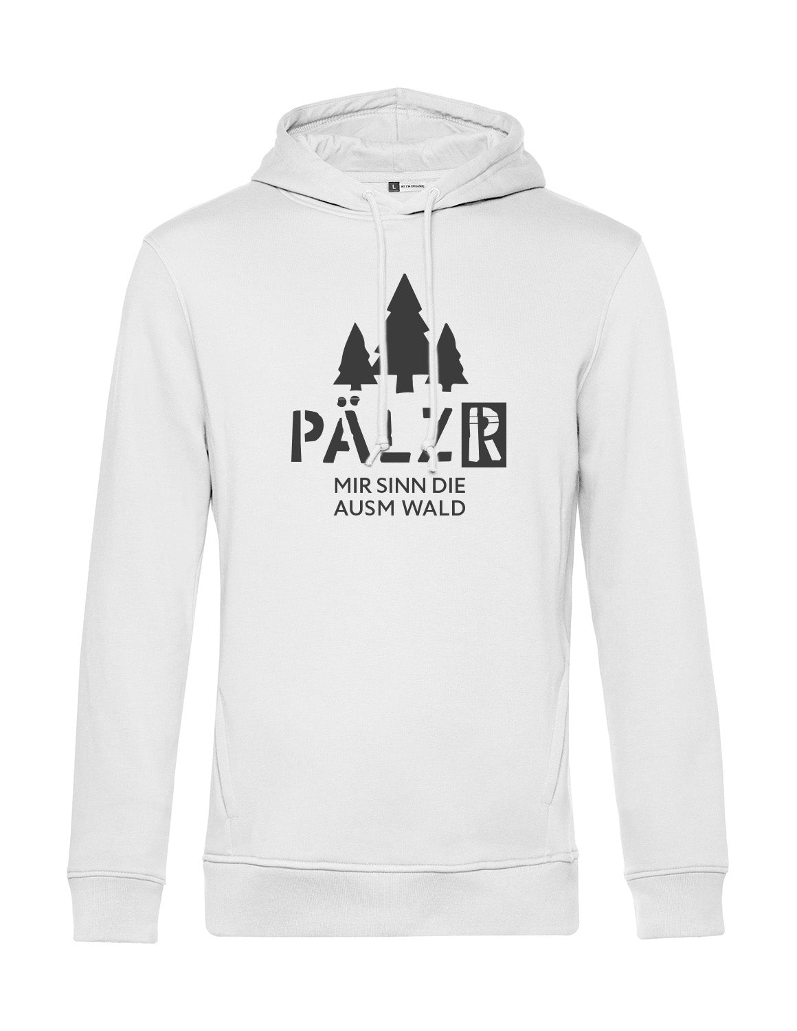 Männer | Hoodie | Mir sinn die ausm Wald | weiss | Logo anthrazit