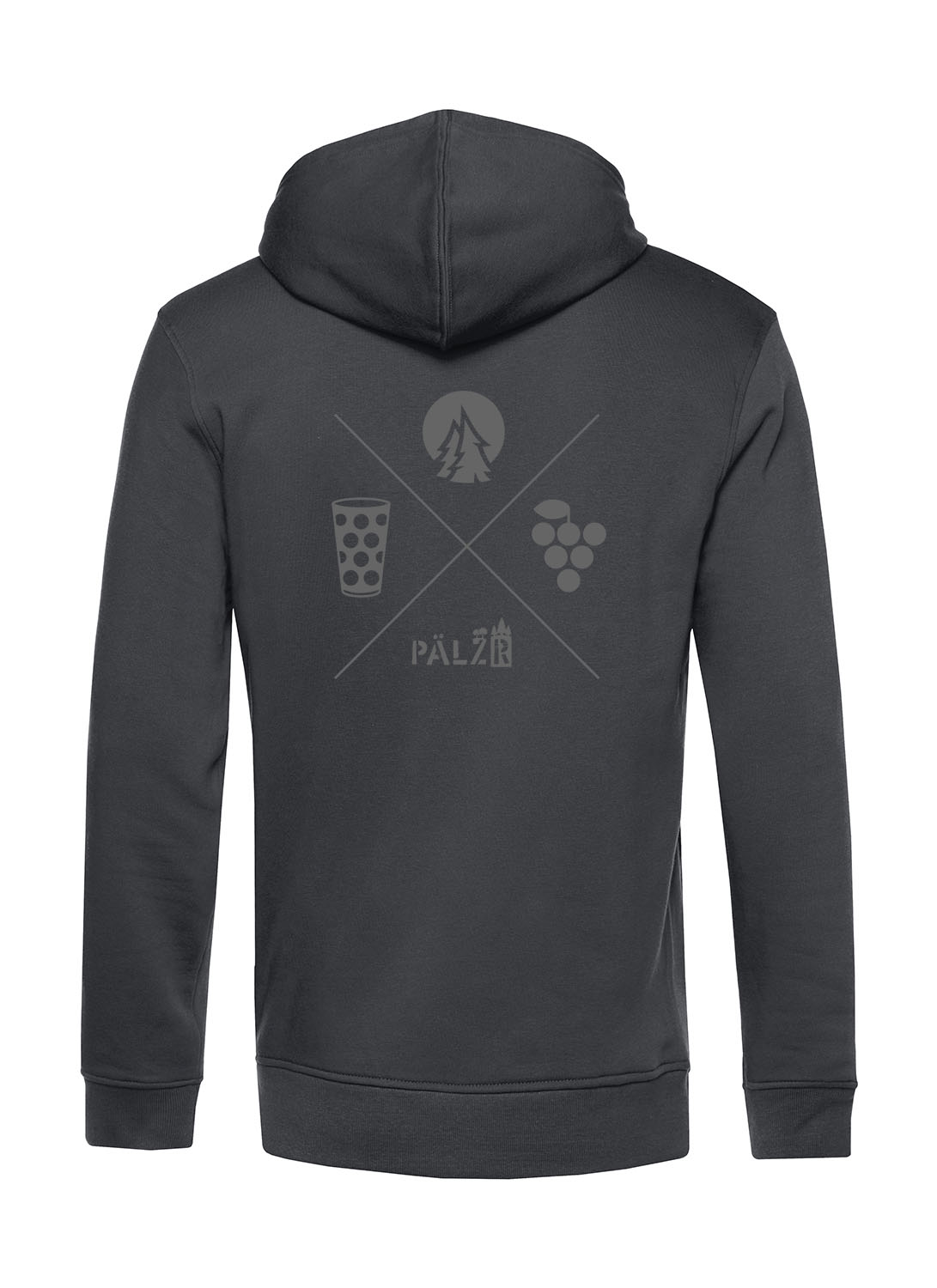 Männer | Backprint Hoodie | Wald und Woi | asphalt | Logo anthrazit