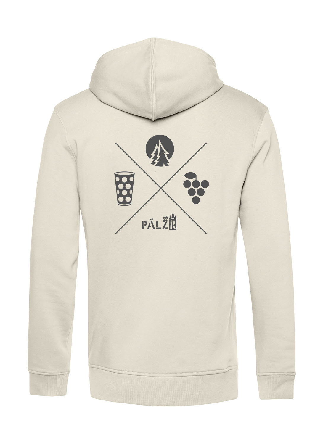 Männer | Backprint Hoodie | Wald und Woi | creme | Logo anthrazit