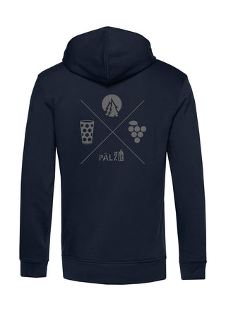 Männer | Backprint Hoodie | Wald und Woi | navyblue | Logo anthrazit