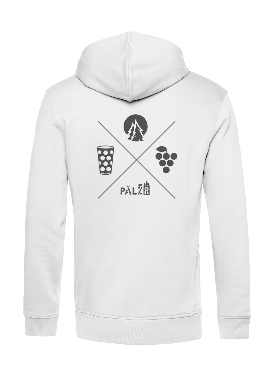 Männer | Backprint Hoodie | Wald und Woi | weiss | Logo anthrazit