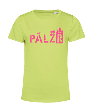 Frauen | T-Shirt | PÄLZRwald | Limone | Logo Neon Pink