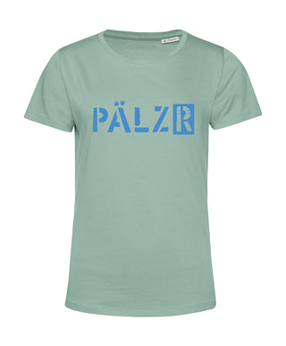 Frauen | T-Shirt | sage | Logo Neon Blau