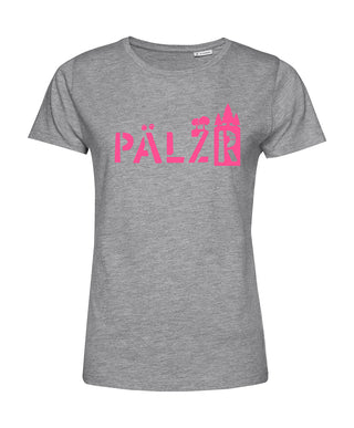 Frauen | T-Shirt | PÄLZRwald | grau | Logo Neon Pink
