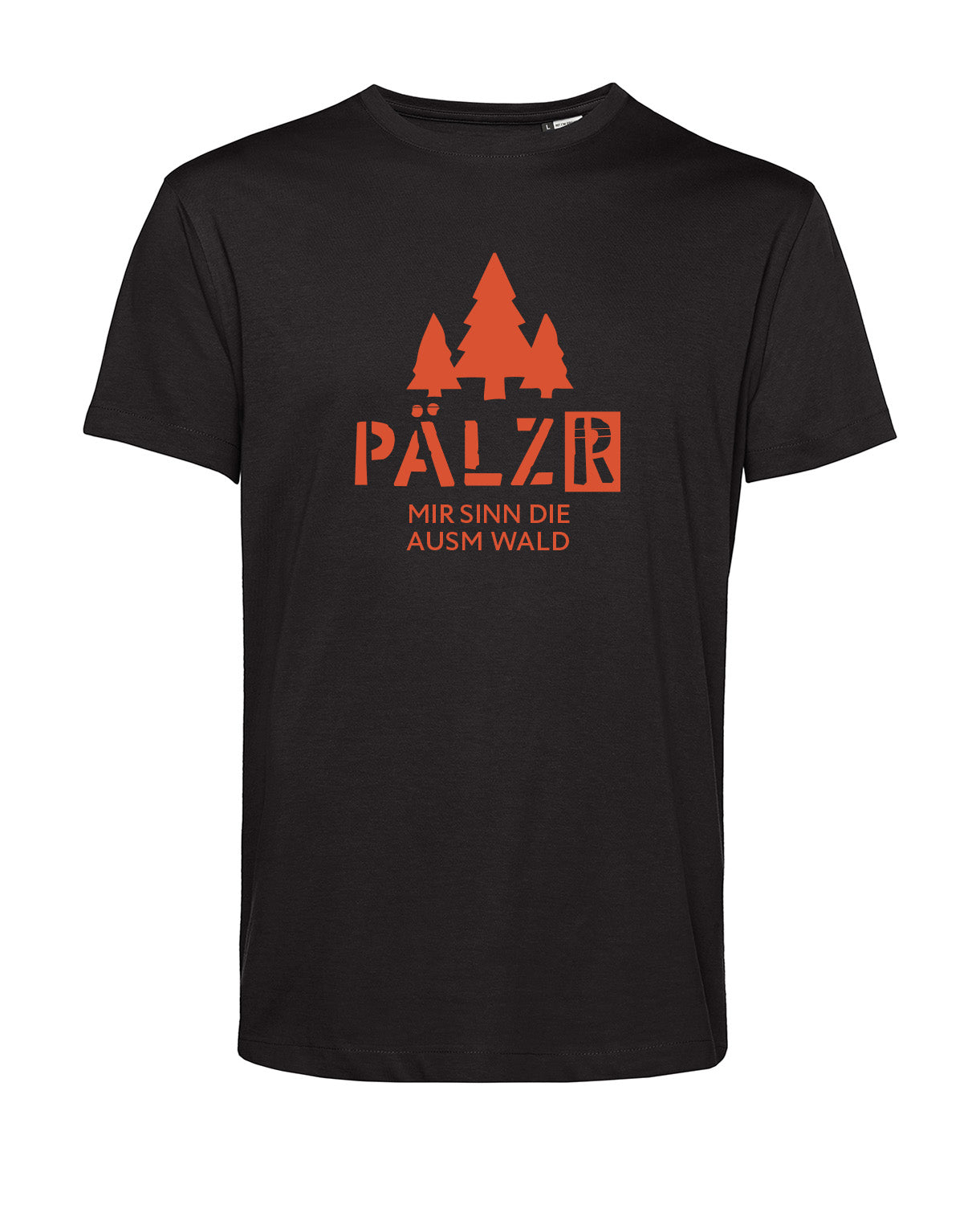 Männer | T-Shirt | Mir sinn die ausm Wald | schwarz | Logo orange