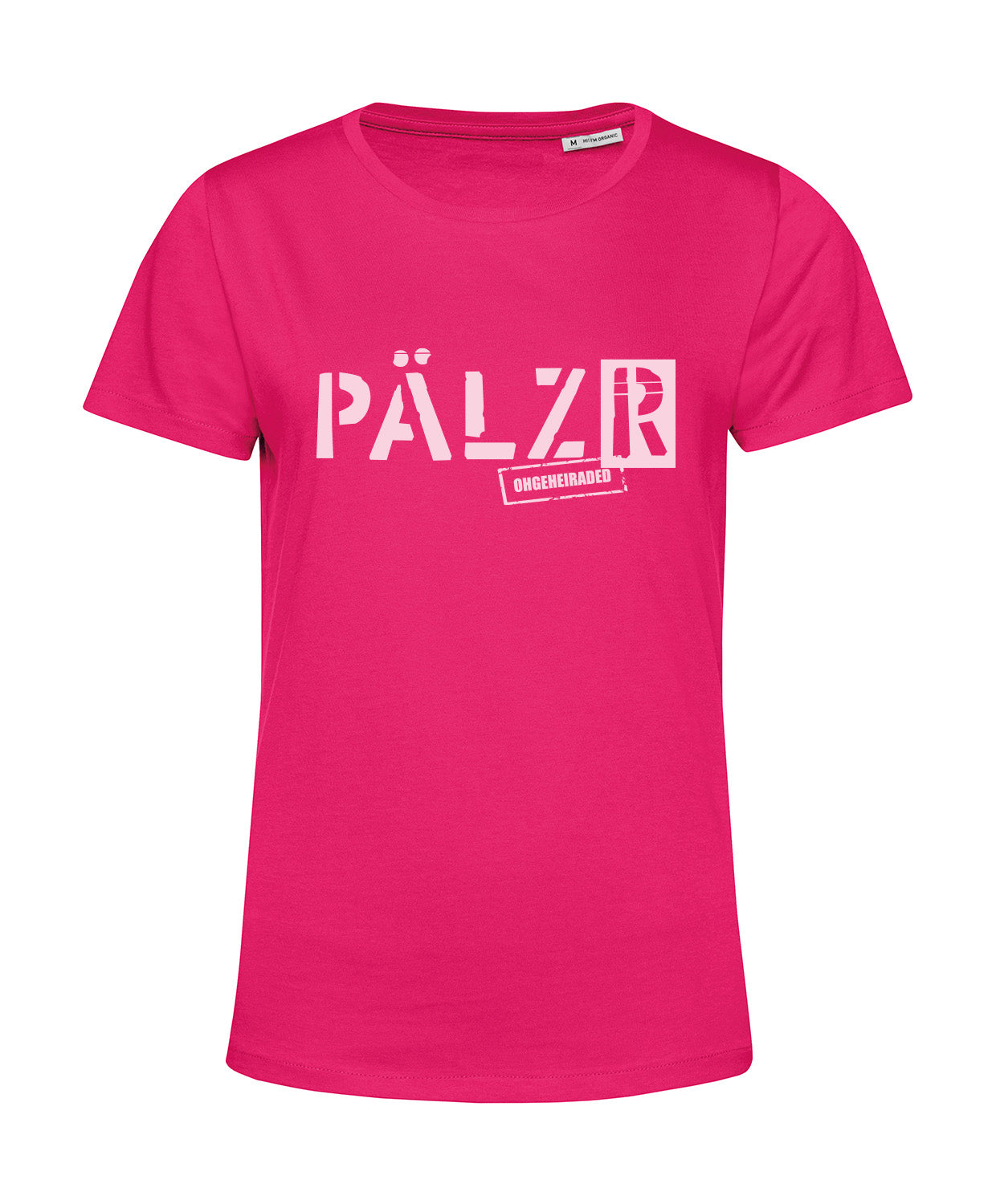 Women | T-shirt | PÄLZR OHGEHEIRADED | fuchsia | Soft rose logo 