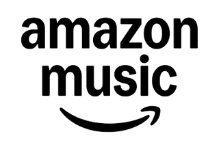 Amazon Music Logo in fetter schwarzer Schrift mit einem lächelnden Pfeil unter dem Text.