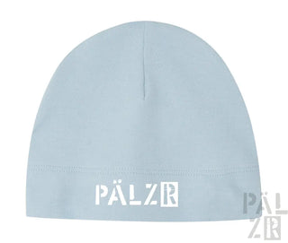 Hellblaue Mütze mit ’pälzr’ Logo.
