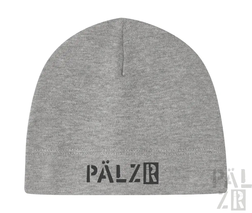 Graue Mütze mit ’pälzr’-Logo.