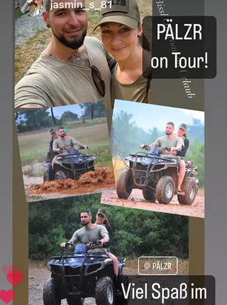 Eine Collage eines Paares, das Quad fahren genießt.