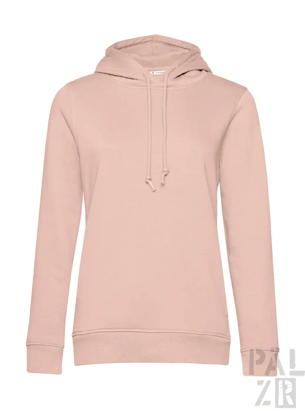 Frauen hooded sweatshirt in softem blush pink mit minimalistischem design und rippenbündchen am rückenteil
