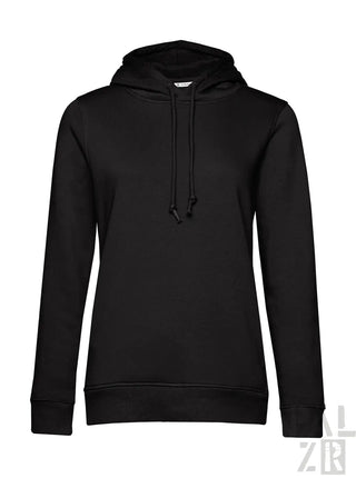 Schwarze Kapuzenpulli mit Kordelkapuze und gerippten Bündchen, aus Baumwollmischung.