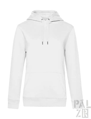 Weiße Kapuzenjacke mit Kordelzug-Kapuze und Fronttaschendesign.