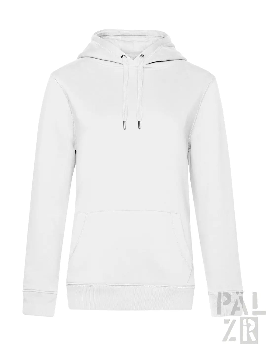 Weiße Kapuzenjacke mit Kordelzug-Kapuze und Fronttaschendesign.