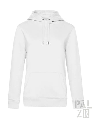 Weiße Kapuzenjacke mit Kordelzug-Kapuze und Fronttaschendesign.