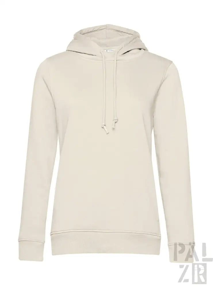Cremefarbene Kapuzenpulli mit Kordelkapuze und Vordertasche, aus Baumwolle gefertigt.